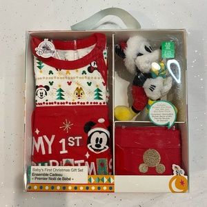 Disney Mickey Mouse Baby's First Christmas Gift Set NWT